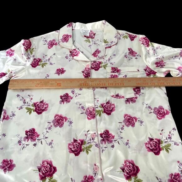 Vintage Cinema Etoile Pajama Set Women Small Floral 2 Piece Silky NOS Tags READ - Picture 10 of 16
